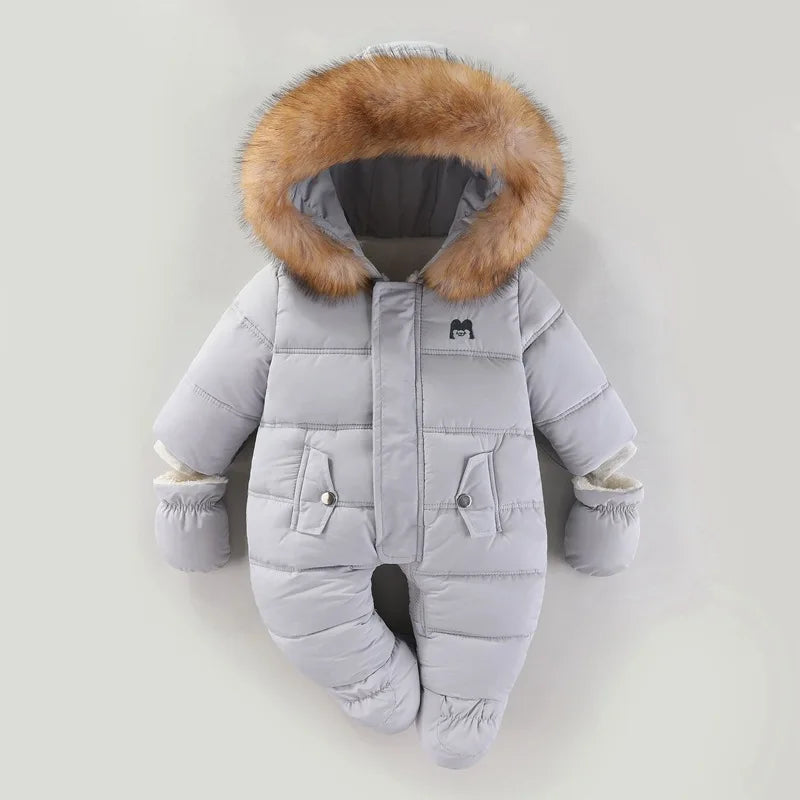Baby ClothesChildren Clothing Boys and Girls Jumpsuits with Fleece and Cotton Jacket Outdoor Hugging Winter Cotton Clothe