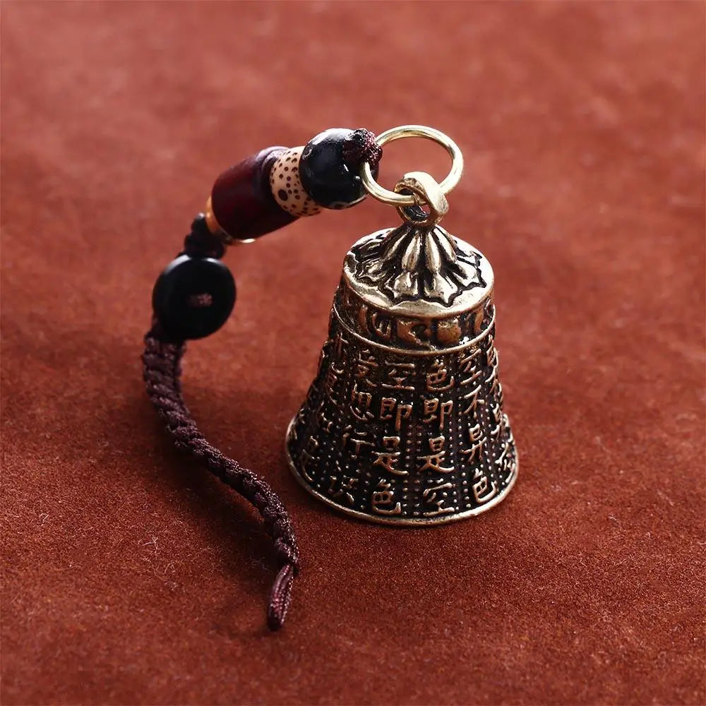 Interior Accessories Tibetan Buddhism Lucky Rope Brass bell Scripture Sutra Key Rings Car Key Chain Keyfob Car Key Chain