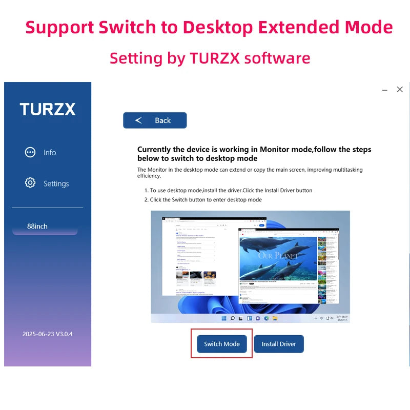 TURZX 8.8 Inch USB Secondary Screen Type-C Desktop Extended Display TF Card Play 1920*480 IPS LCD CPU RAM GPU Monitor NO AIDA64