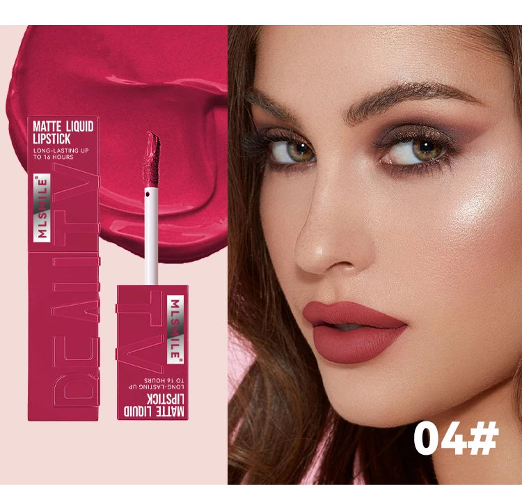 6 Colors of Long-Lasting Velvet Liquid Lipstick with Matte Texture Waterproof Non-Stick Cup Professional Lip Makeup Products