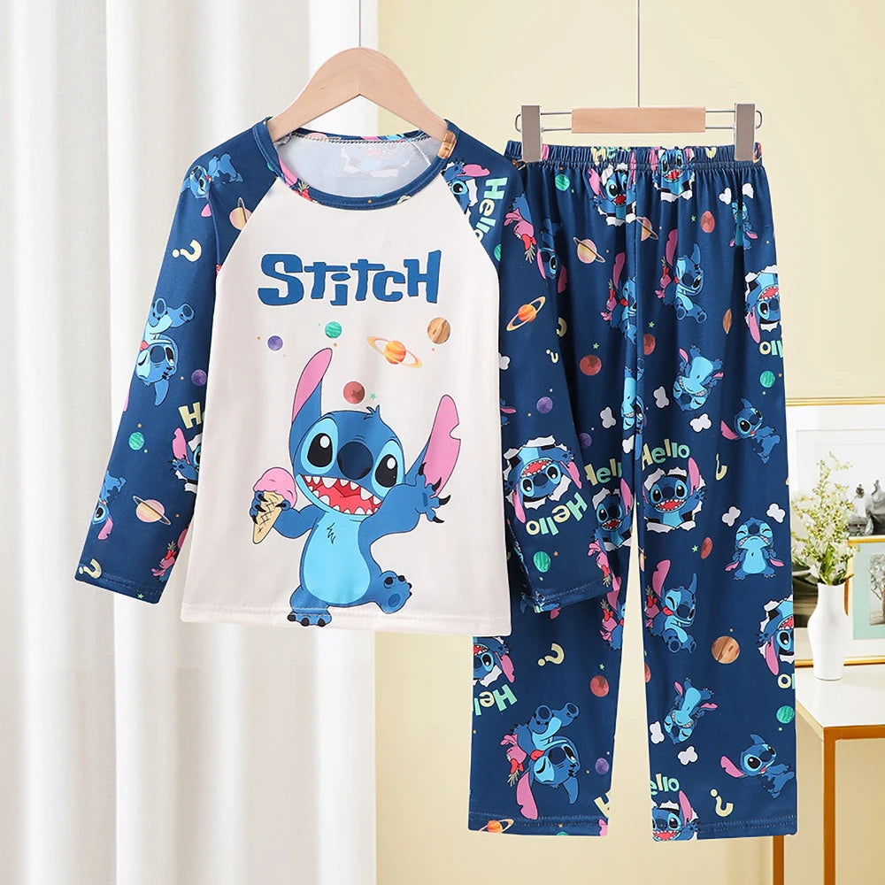 Kids Stitch Pajamas 2pcs/set for Boys Girls Home Wear Kids Casual Sleepwear Long Sleeve Pajamas Bottoms Suit Cute Gifts