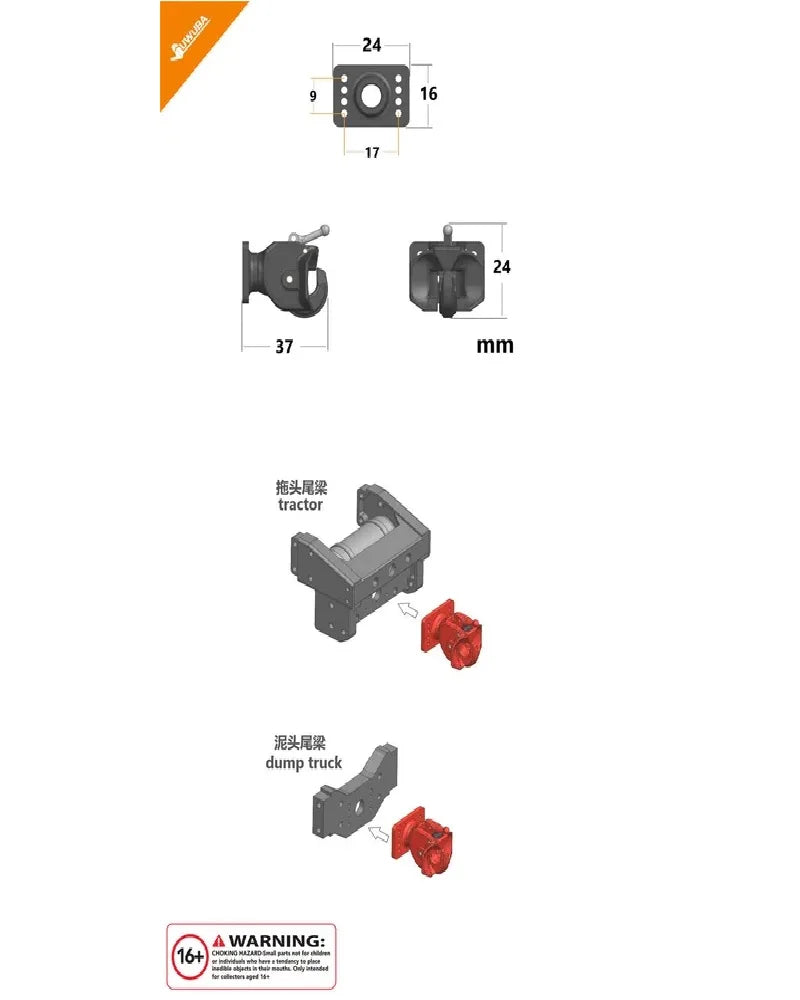 Metal Tailhook for 1/14 Tamiya RC Truck Car Scania 770S BENZ 3363 For VOLVO FH16 MAN Diy Parts