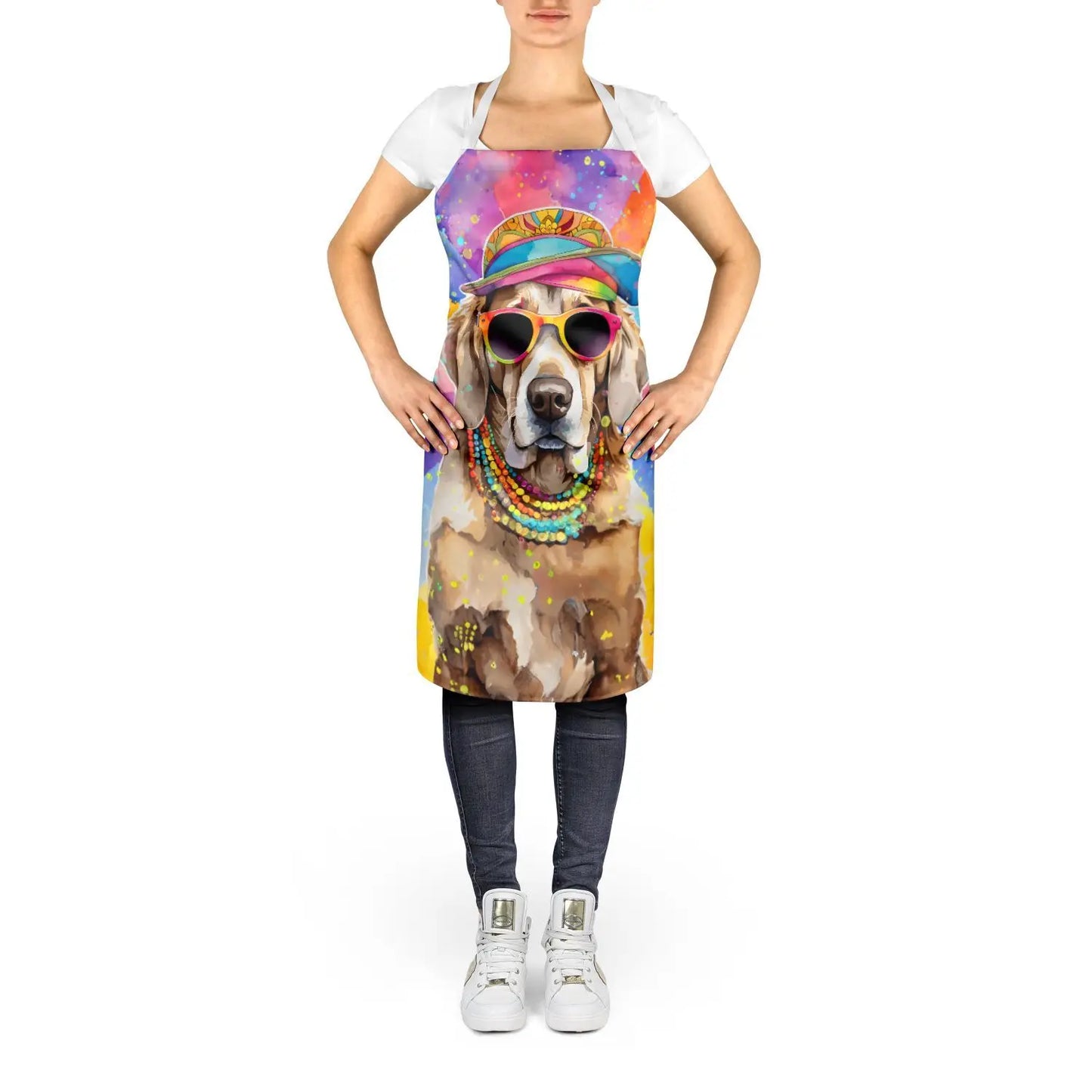 Unisex Large Multicolor Weimaraner Hippie Dawg Apron for Cooking Baking Crafts Gardening-for Adults Men Women Kitchen Server
