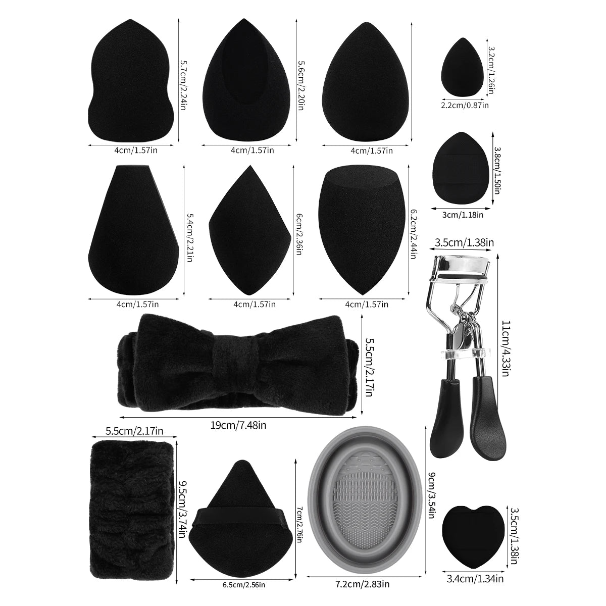 MAANGE 50pcs Makeup Kit 20pcs Professional Makeup Brush Set 25pcs Air Cushion Puffs Eyelashes Curled 4pcs Wash Accessories Gift
