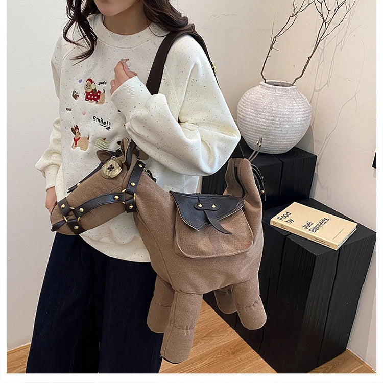 Sense of Luxury Personality Super Cool Crossbody Bags for Women Hot Trendy 2026 New Style Fashionable Canvas Pony Shoulder Bags