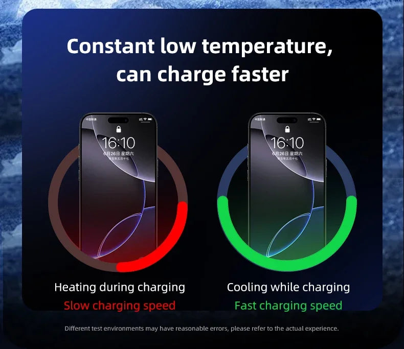 Magnetic Wireless Car Charger Phone Holder QI2 Ice Cooling RGB Tempered Glass Fast Charging Radiator For Magsafe iPhone 12-16