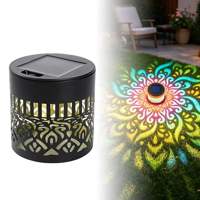 Solar Mandala Wall Lamp Outdoor LED Waterproof Fence Lamp for Garden Lawn Estate Porch Corridor Courtyard Decoration Wall Light