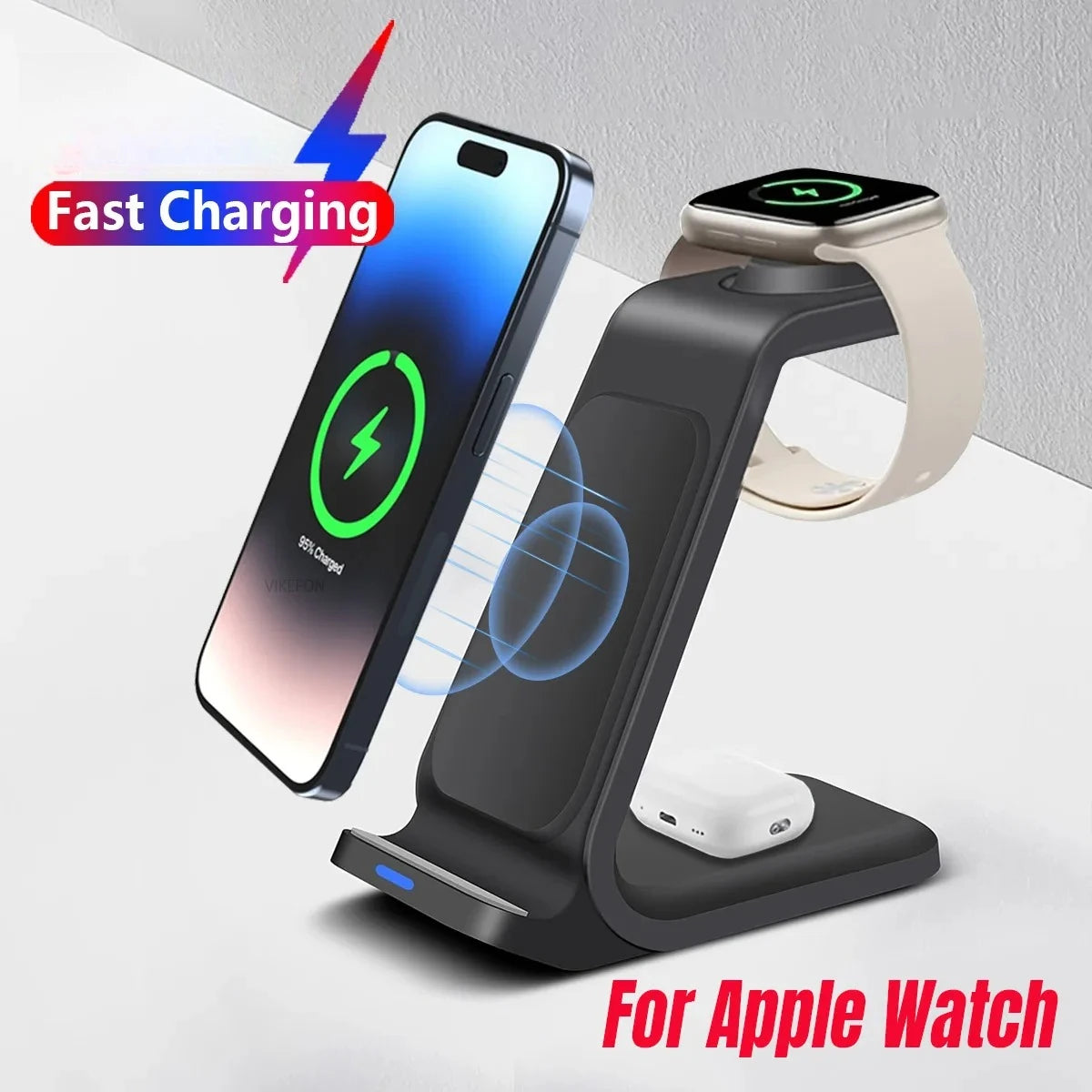 3 In 1 Wireless Charger Stand Fast Charging Station for iPhone 17 16 15 14 13 12 11 iWatch 10/9/8/7 Ultra Airpods Phone Holder