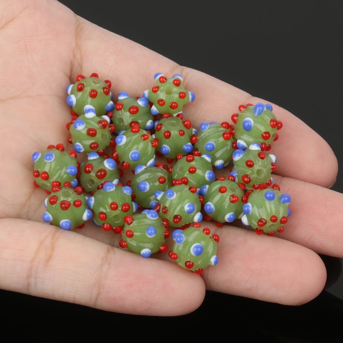 10mm Multicolor Murano Pumpkin Spot Lampwork Glass Loose Spacer Large Beads For Jewerly Making Diy Bracelet Earring Accessories