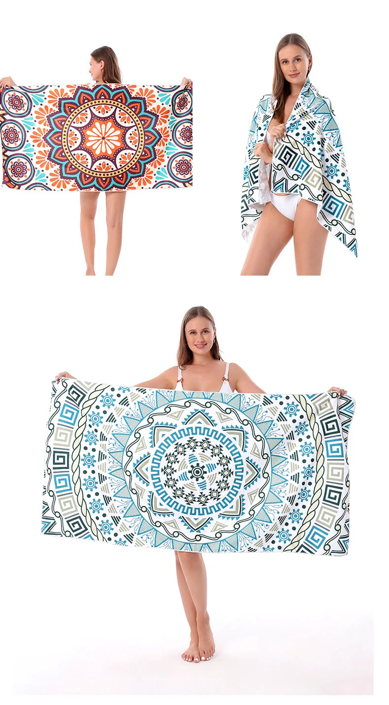 Quick-drying Microfiber Bath Towel Beach Resort Swimming Beach Towel single-sided Sweat Absorption  Sun  Beach Towel