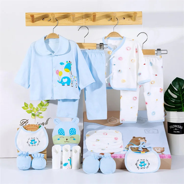 Lawadka 18piece/lot Newborn Baby Clothes For Girls Boys Sets 100% Cotton Infant Spring Autumn Soft Boy Clothing New born Hat Bib