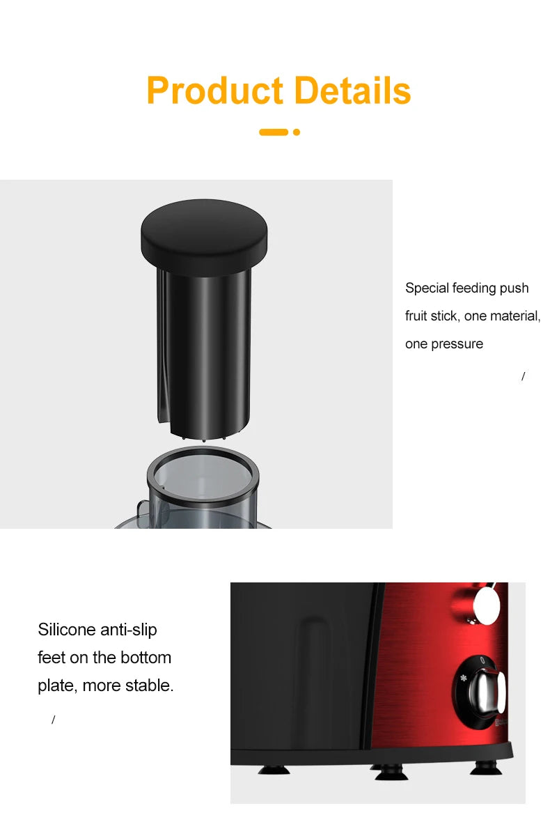 Juicer Centrifugal 400W Electric Orange Juicer Machine Household Large Caliber Residue Separation Vegetable Juicer 220V/110V