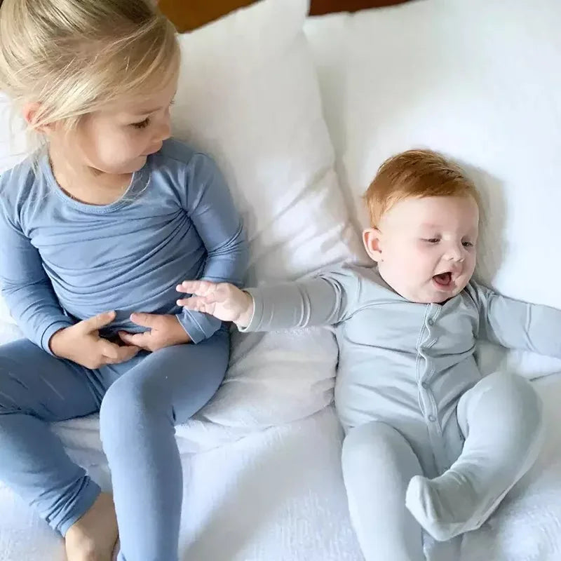 Baby Romper Bamboo Fiber Baby Boy Girl Clothes Newborn Zipper Footies Jumpsuit Solid Long-Sleeve Baby Clothing Pajamas 3 6 9 12M
