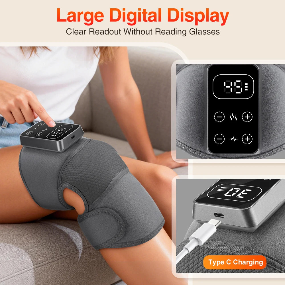 3 in 1 Heating Pad Shoulder Knee Elbow Brace for Arthritis Hot Compresss Joint Massage Strap Promote Blood Circulation Kneepad