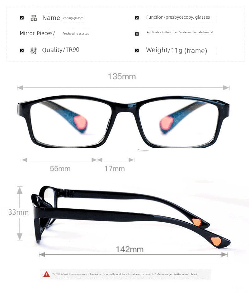 Middle-Aged and Elderly Reading Glasses Men's Dual-Use Anti-Blue Light Multi-Focus Smart Zoom Multi-Function Presbyopic Glasses Ladies