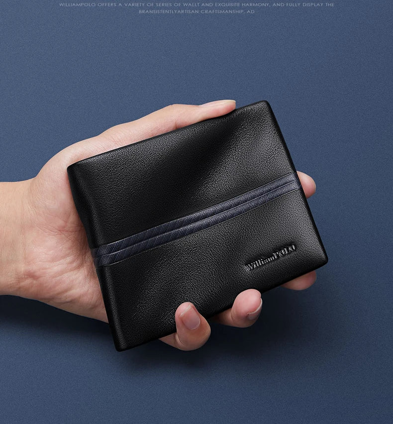 Luxury men's short leather wallet 2024 new large capacity multi-card money clip boys gift thin money clip