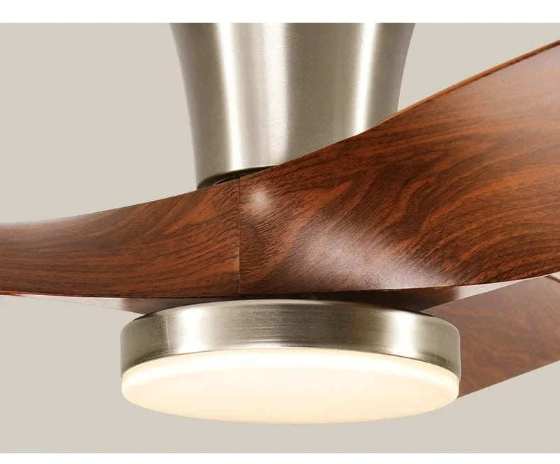 Modern Silent integrated Bedroom Ceiling Fan Lamps Retro Wood Dining Room Living Room High Wind Power Remote Ceiling Fan Lights