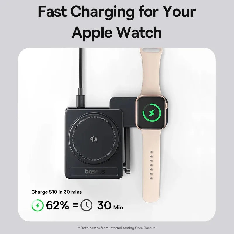 Baseus 3 in 1 Magnetic Wireless Charger Qi2.2 35W Fast Charging for IPhone 17 16 15 14 IWatch Earbuds AirPods Pro IWatch