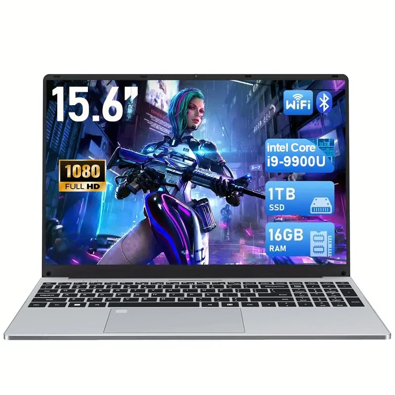 New Office Laptop Intel Core i9 9900U 15.6 inch 4K HD Screen Windows 11 16GB RAM 1TB SSD Portable Slim Laptops PC Gamer Computer