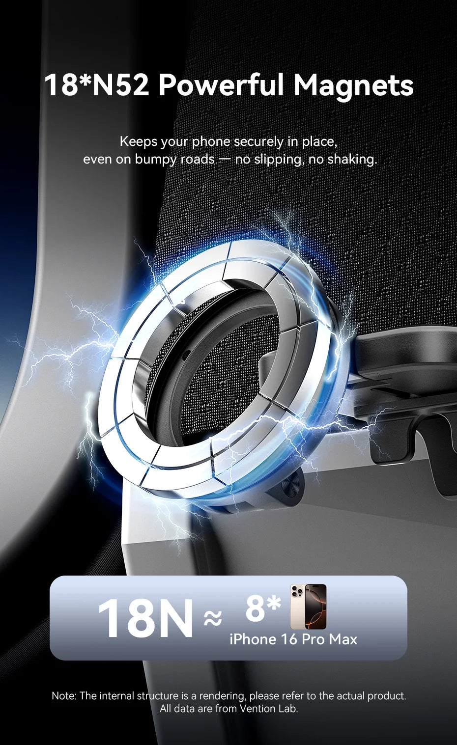 Vention Magnetic Phone Holder Desktop Hands-Free Detachable Airplane Car Travel Essentials Flexible Phone Mount For iPhone 17 16