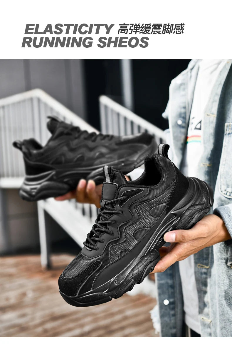 Sports shoes men's four season casual fashion outdoor thick sole breathable comfortable anti slip wear-resistant casual sneakers