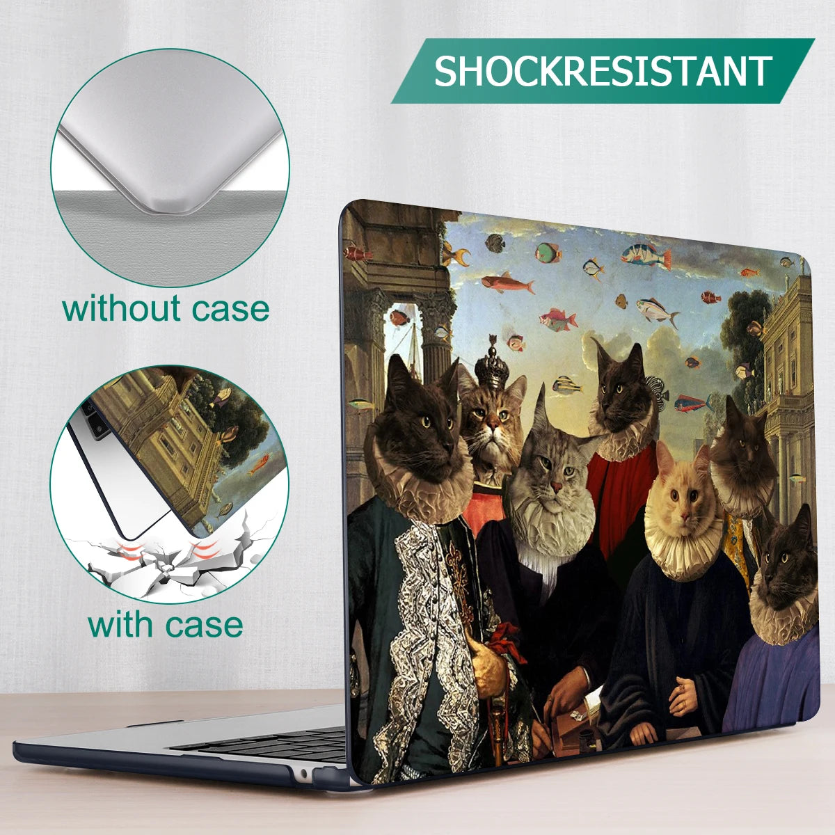 The Crown Cat Hard print case for MacBook 2025 M4 Air Pro 13 14 16 M2 2022 2023 A2681 A2779 A2780 Retina A1502 A2337 M1 A2289