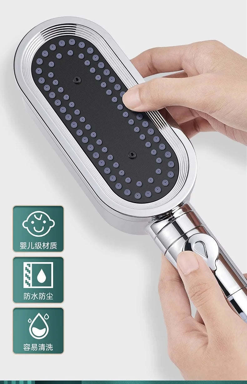 New Design 3 Modes High Pressure Shower Head Built-in Filter Handheld Adjustable Button Water Saving Nozzle Bathroom Accessories