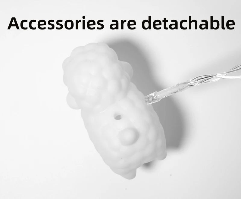 New LED Rubber Coated String Lights for Kids Room Decor-Cute 3D Sheep Animal Shaped Night Light,Birthday Nursery Wall Decoration