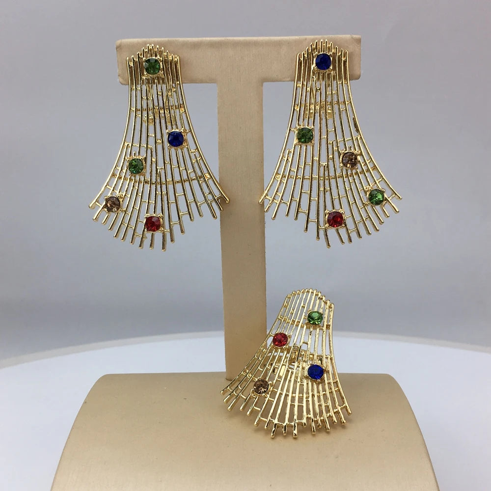 Latest Italian Gold Plated Jewelry Set Woman Large Necklace Dubai Jewelry Wedding Party Jewelry Gift FHK18461