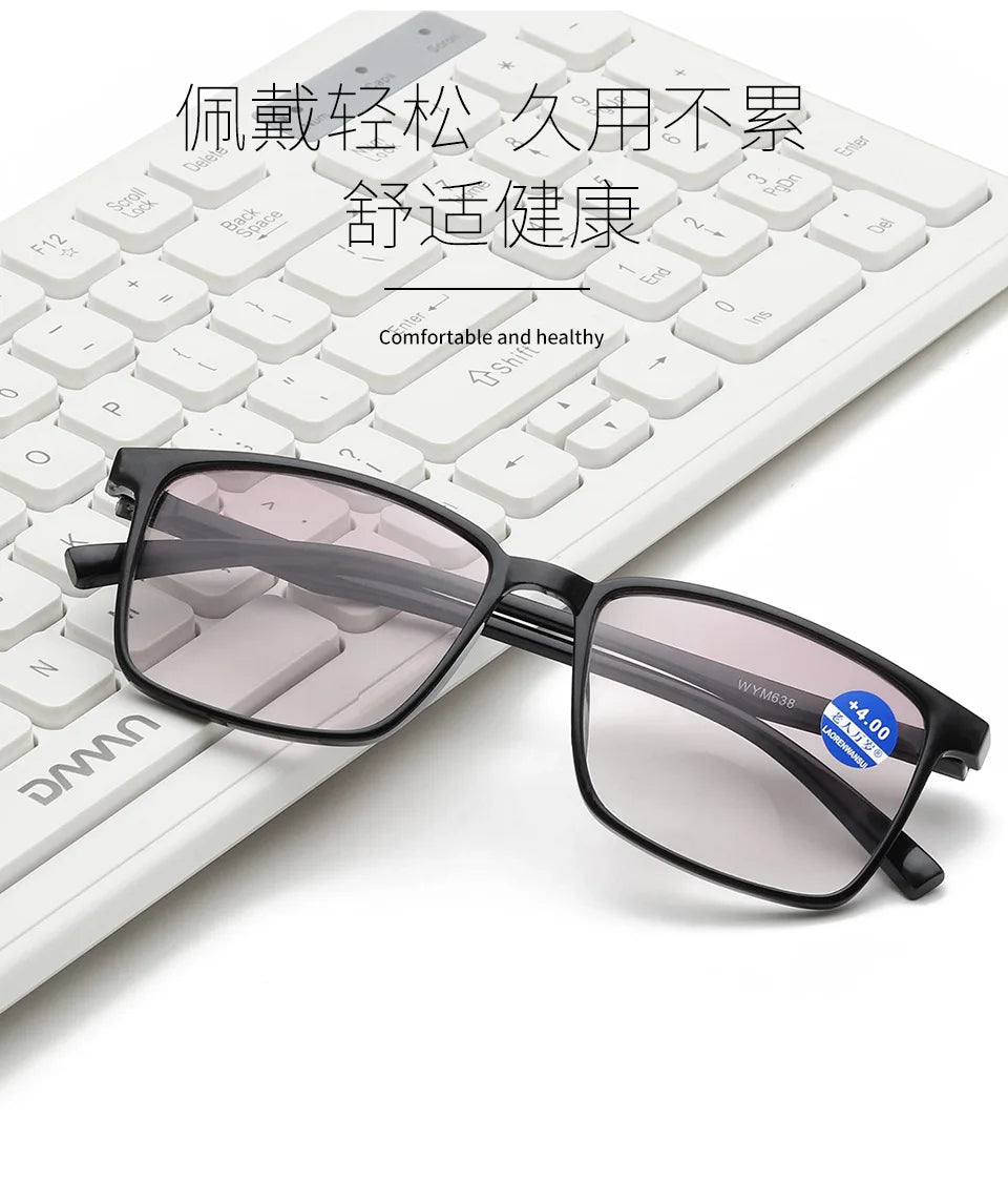 Intelligent Multifocal progressive reading glasses for men women near and dual-use automatic adjustment Eyewear +100 +150 +200