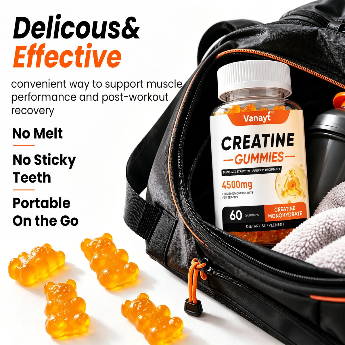 Creatine Monohydrate Gummies 4500mg - Boost Energy, Build Muscle Mass, and Improve Athletic Performance
