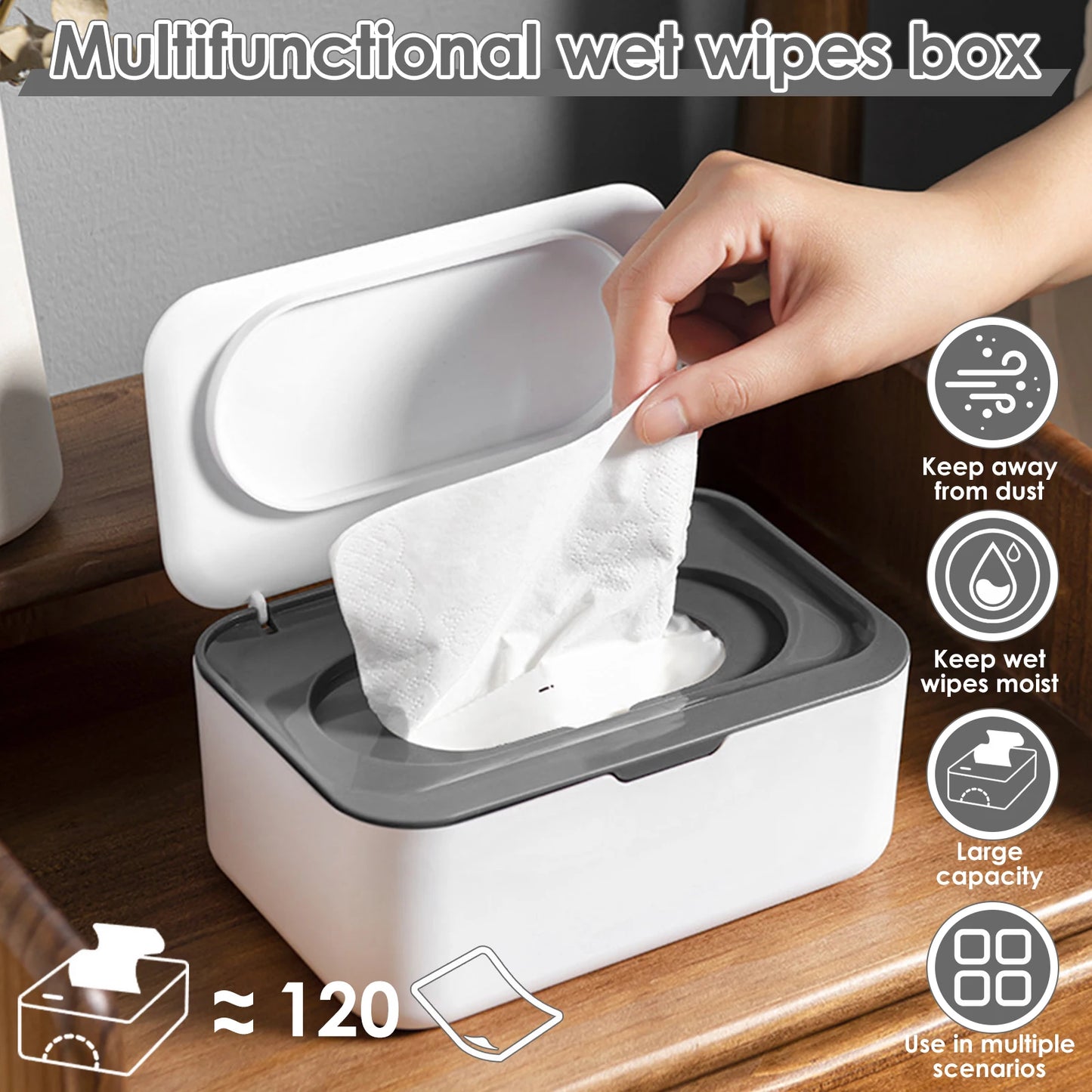 1/2Pcs Wet Tissue Box Paper Dispenser Portable with Lid Tissue Storage Box Holder Dustproof Baby Car Organizer Napkin Container