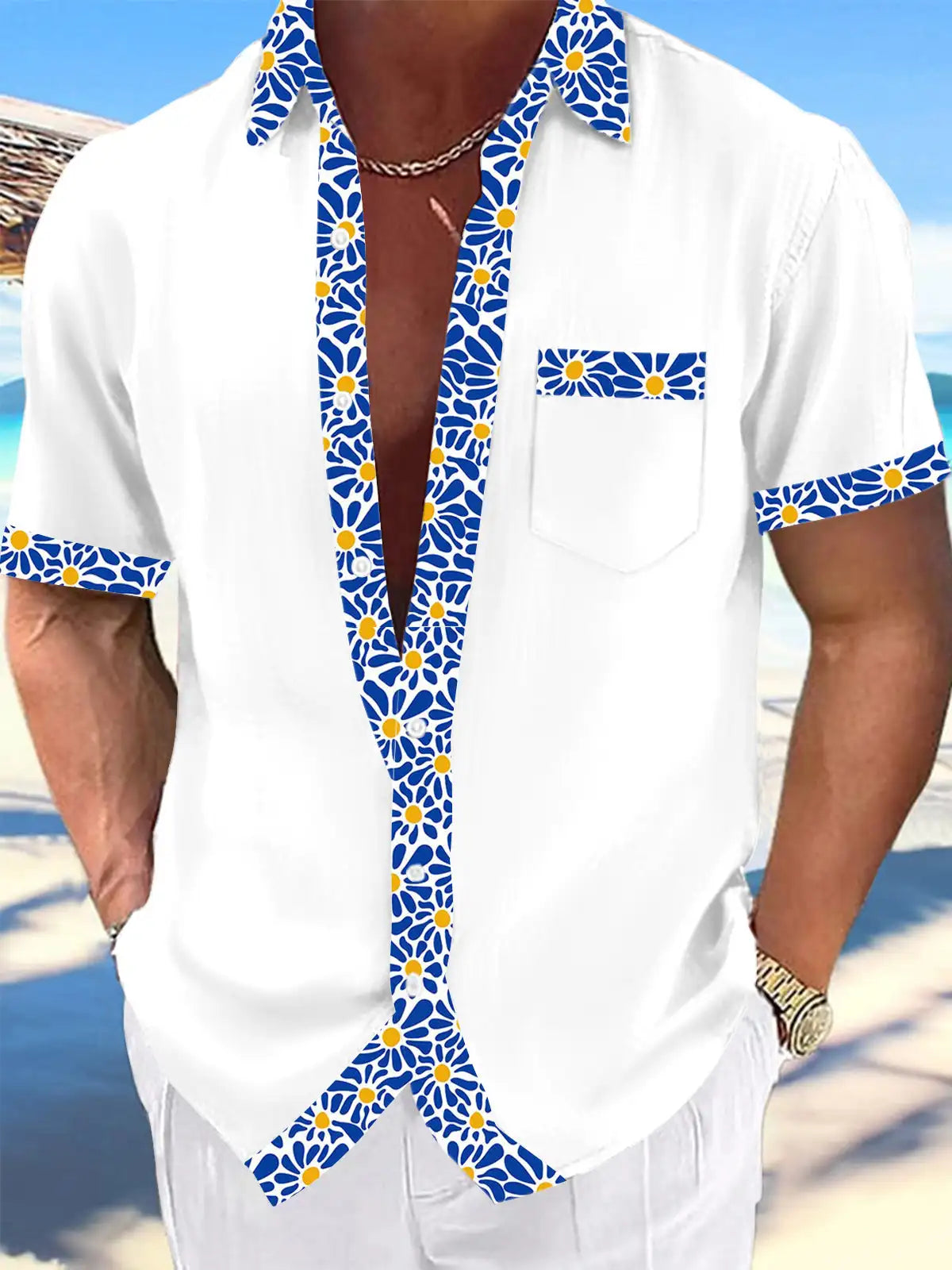 Men's shirts, button up shirts, casual shirts, spring and summer, printed short sleeves, daily, fashionable, comfortable