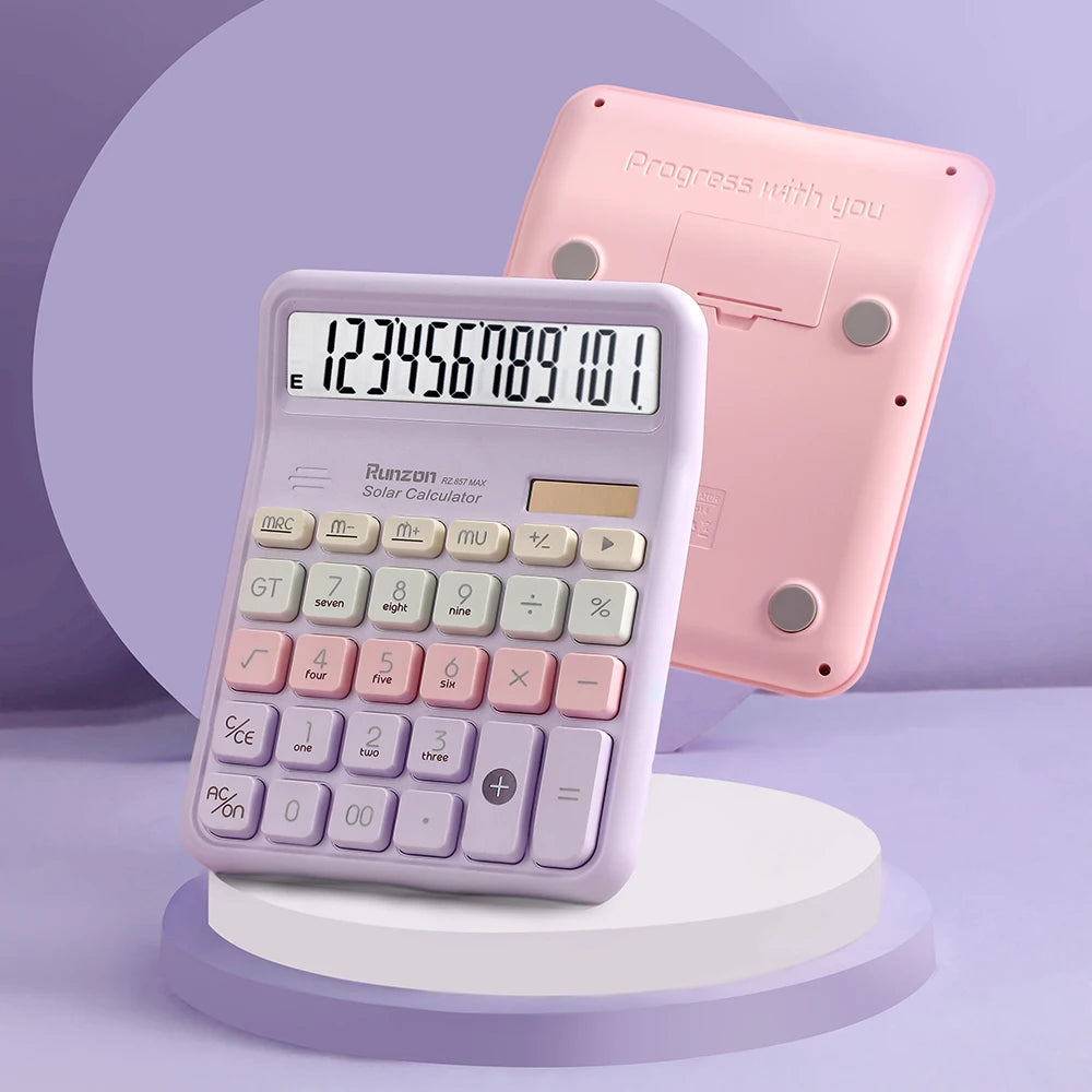 12-bit High-Precision Desktop Calculator -Large Display, Big Buttons , No Batteries Required,solar and battery dual power supply