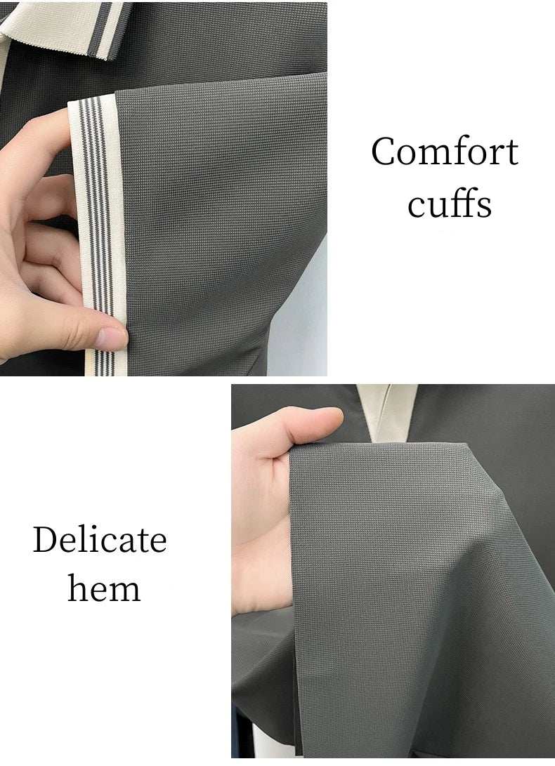 Light luxury summer new short sleeve polo shirt silky breathable high-end men's fashion personalized color blocked lapel T-shirt
