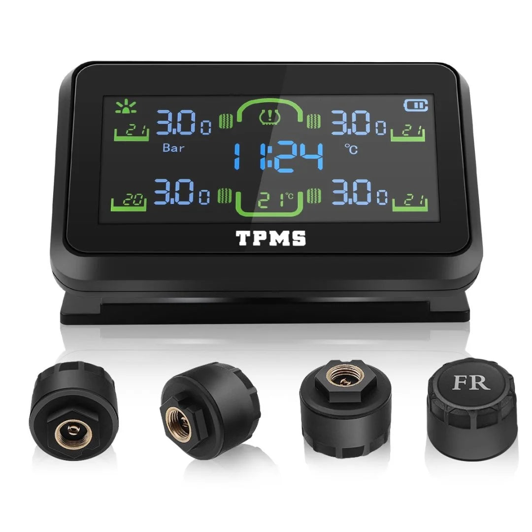Car Tire Pressure Monitoring System Solar TPMS Sensors Security Alarm LCD Display Tyre Pressure Monitor Temperature Warning