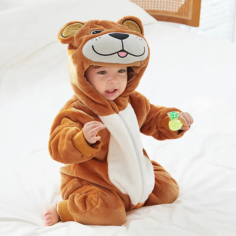 Baby Kigurumi Dragon Cow Monkey Animal Cosplay Costume Baby Girl Pajamas Winter Plush Jumpsuit for Toddler Boys 1 to 2 3 4 Years