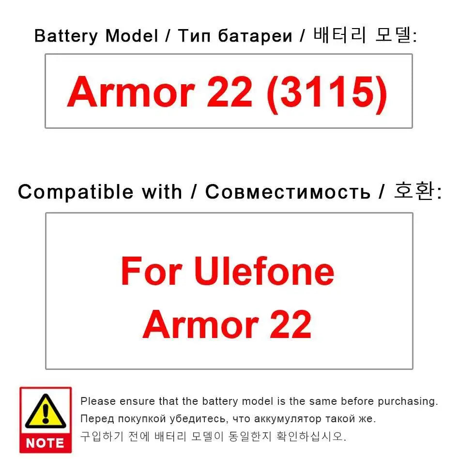 6600Mah High Performance For Ulefone Armor 22 3115 Mobile Phone Battery Capacity