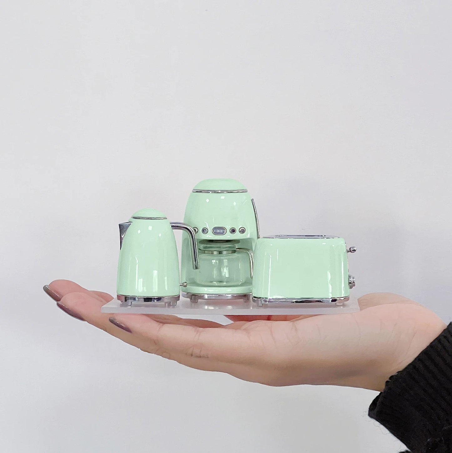 1:6 Doll House Model 3 Piece Set of Small Kitchen Appliances Decor Coffee Maker Kettle Toaster  Scene Ornament Shoot Props