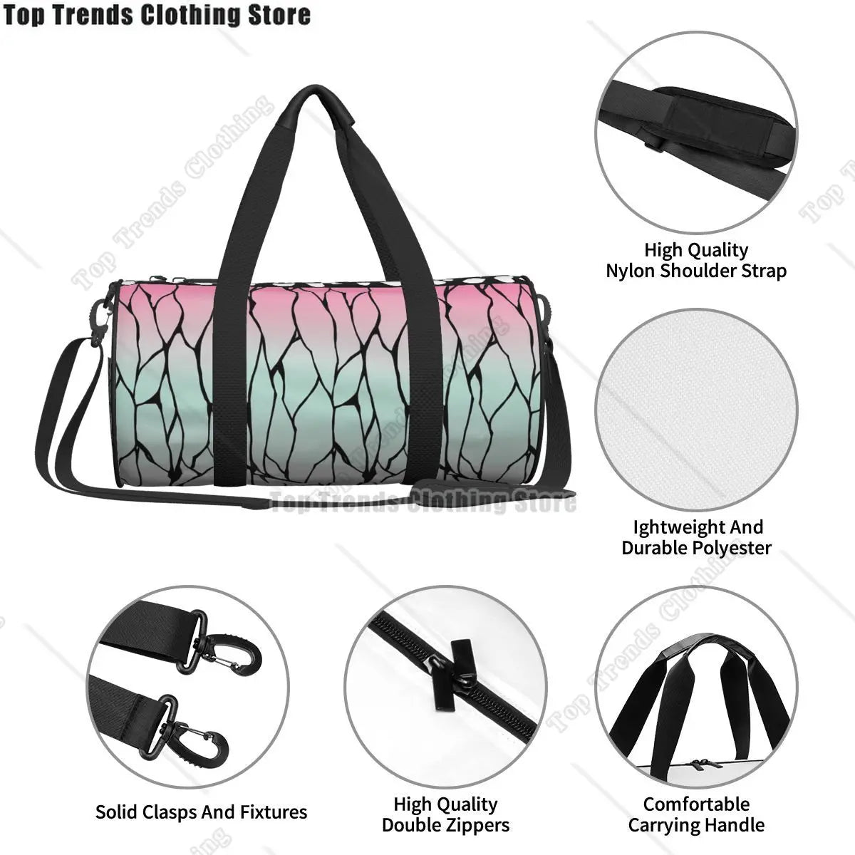 Anime Kamado Tanjirou Gym Bag Funny Weekend Sports Bags Large Swimming Pattern Handbag Funny Fitness Bag For Men Women