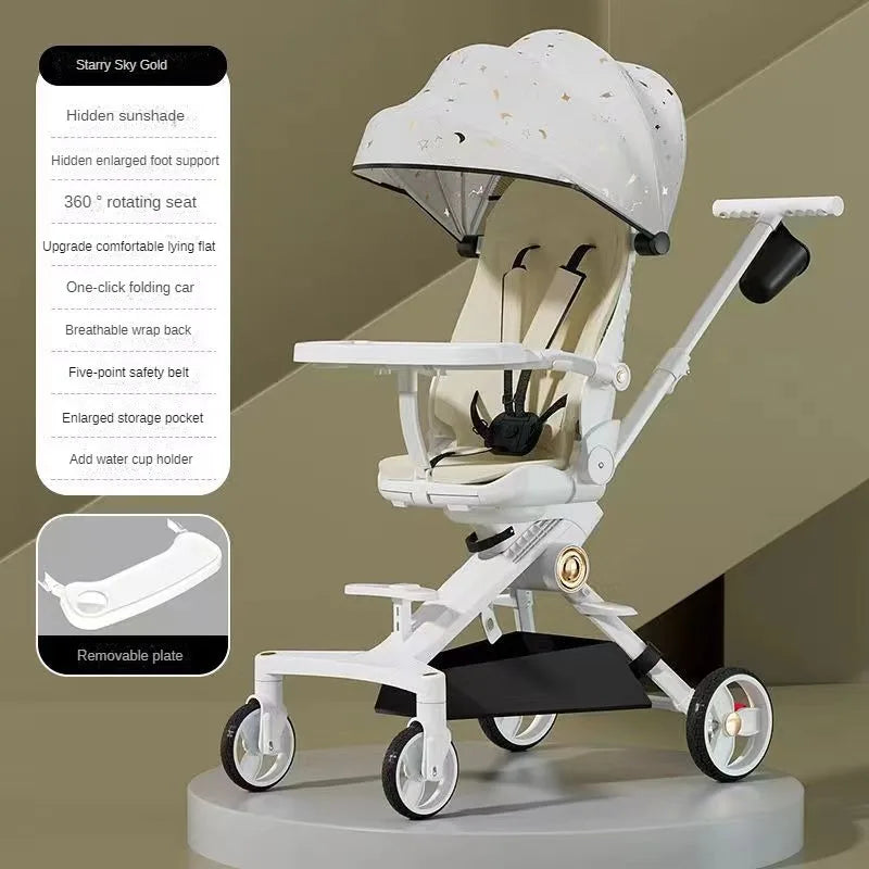 Baby Stroller Lightweight Infant and Toddler Two-way Stroller Reclining and Sitting Children's Single-pole Stroller Collapsible