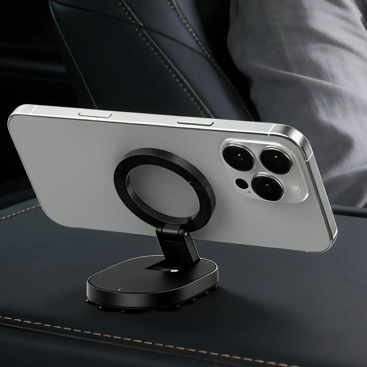 Magnetic Smartphone Desktop Stand With Suction Cup for iPhone Mini Pocket Stand for Glass Windows Laptop 360 Degree Adjustable