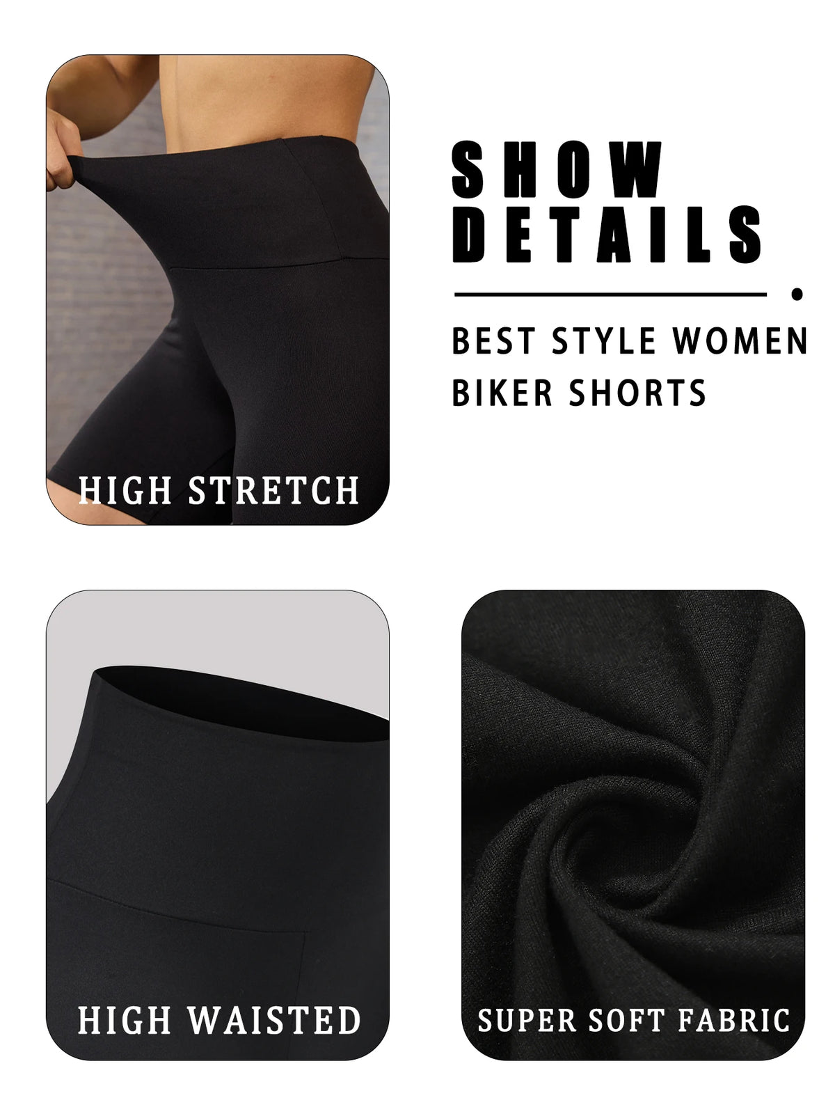 Women's High Waisted Biker Shorts | Super Soft Tummy Control Push Up | No See-Through Yoga Running Gym