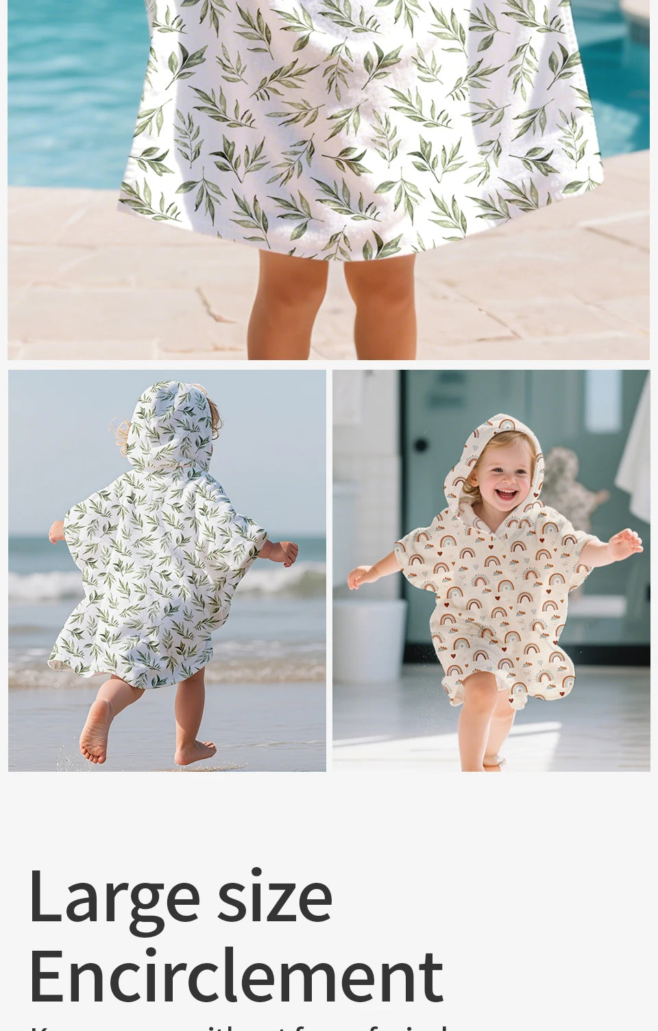 Kangobaby Hooded Bathrobe, Children's Soft Plush Warm Printed Bathrobe Pajamas, Suitable for Children Aged 1-5 Years Old