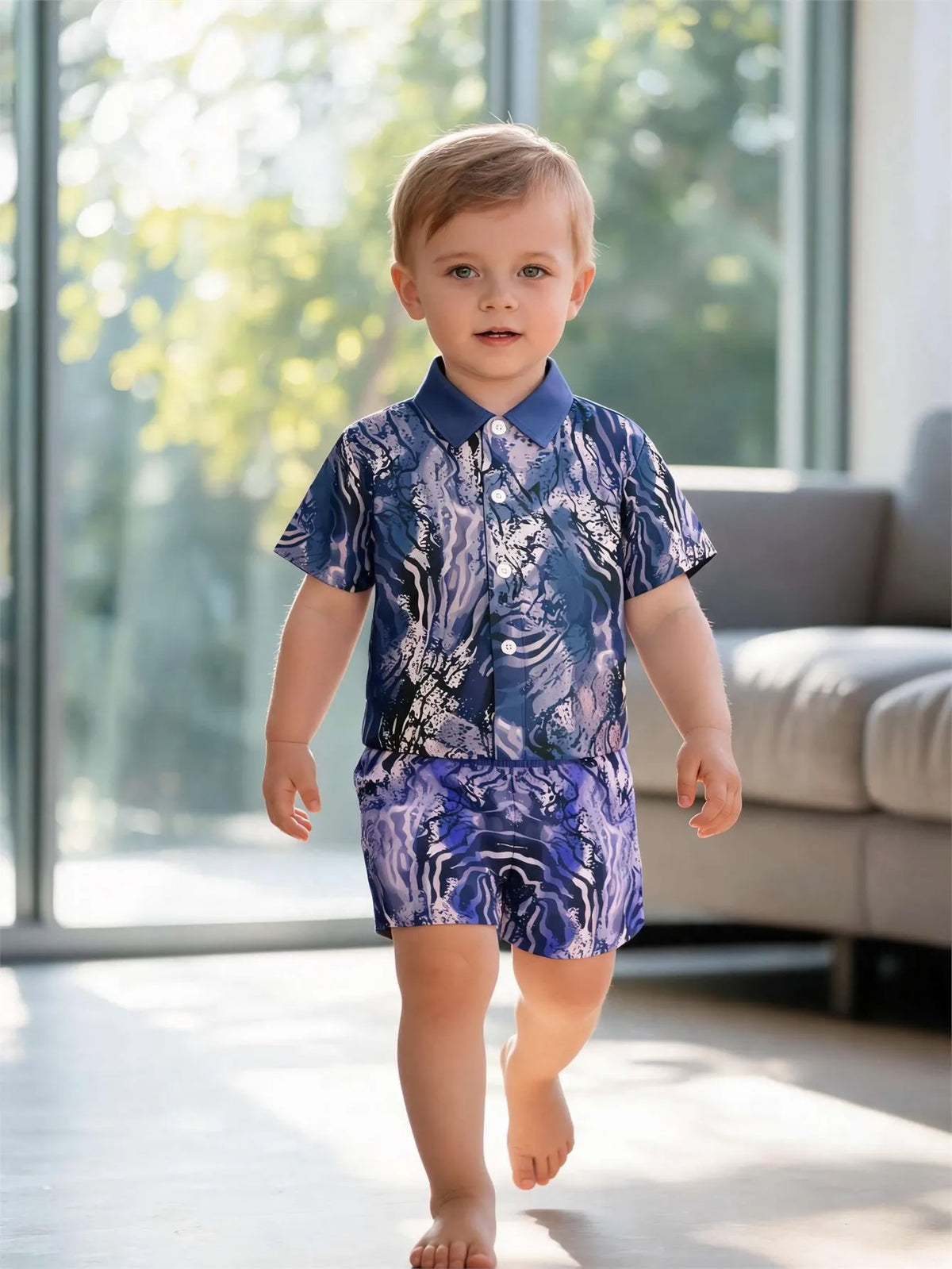 Baby boy shirt short sleeved shorts set summer style breathable, sweat absorbing, quick drying fabric comfortable and versatile