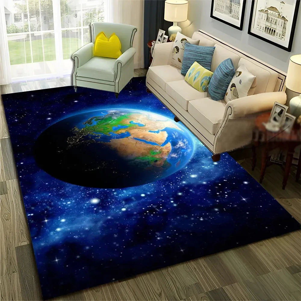 Galaxy Planet Star 3D Universe Space Carpet Rug for Home Living Room Bedroom Sofa Doormat Decor,Kid Area Rug Non-slip Floor Mat