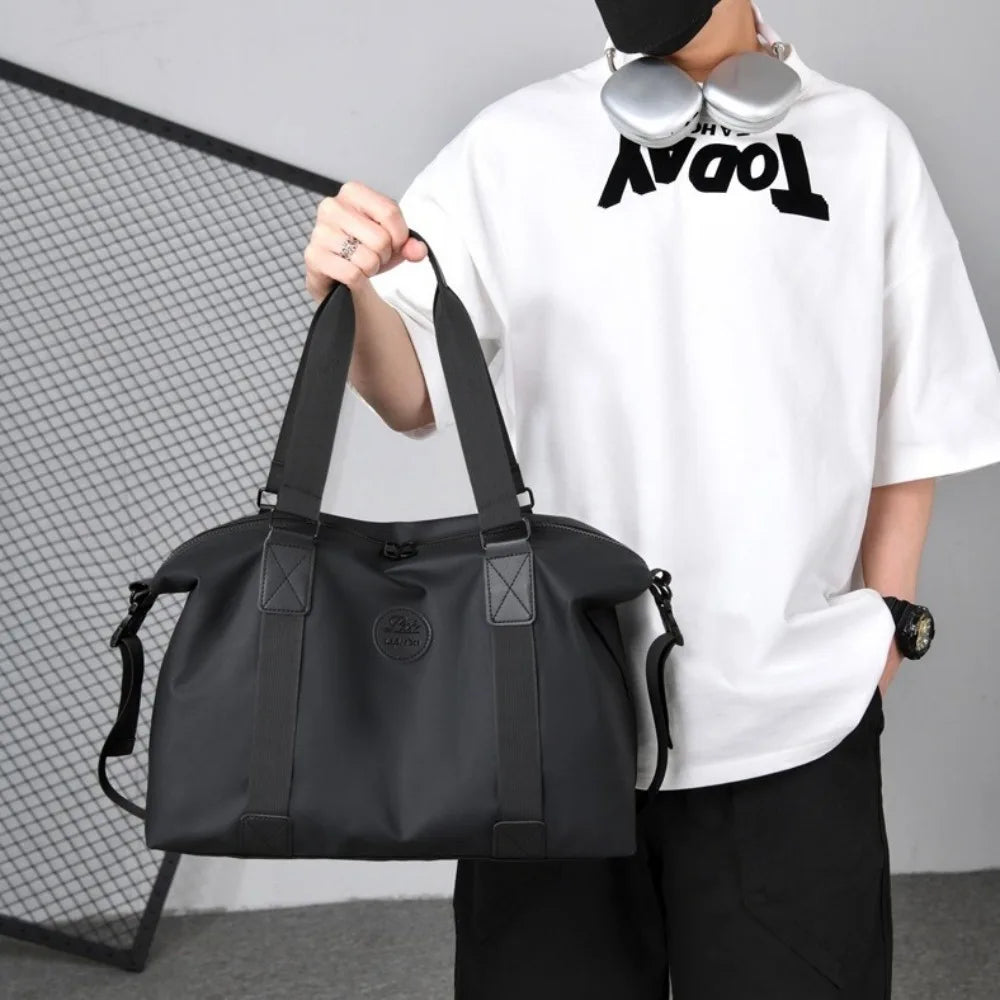 Large-Capacity Womens Travel Tote Bags Solid Color with Zipper Gym Fitness HandBag Overnight Bag Duffel Bag Sports Shoulder Pack