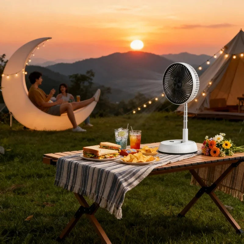 2026 NEW  Outdoor Portable Silent Remote Control Desktop Vertical Automatic Shaking Fan Aluminum Alloy Telescopic Timed Home Fan