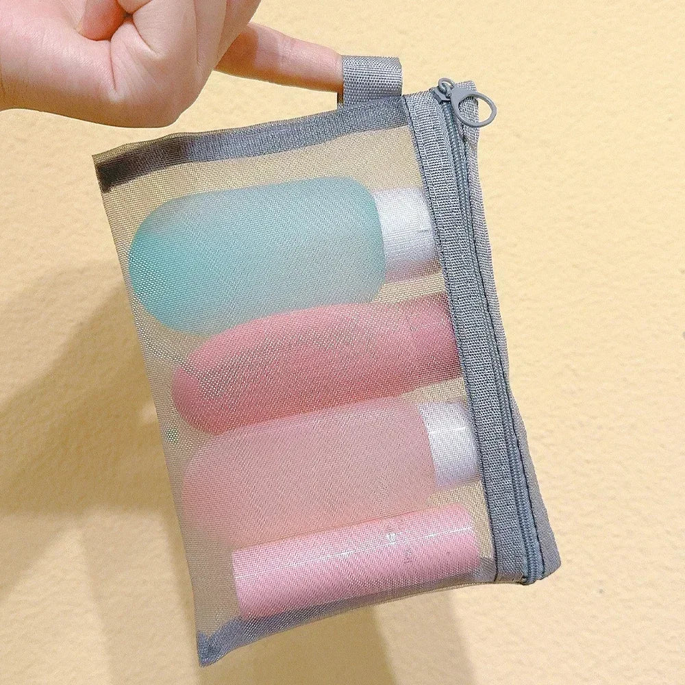 1/12pcs Mesh Clear Cosmetic Bags Small Large Black Makeup Bag Portable Travel Toiletry Organizer Case Lipstick Storage Pouch