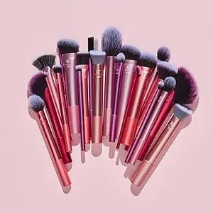 2025 Real Techniques 6 Piece Everyday Essentials Makeup Brush Set Sponges Blush Bronzer Contour Eyeshadow Powder Travel Gift Set